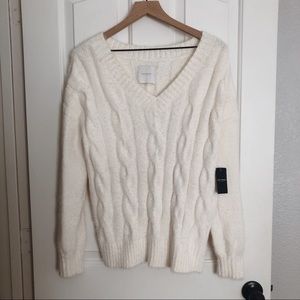 Lucky Brand Chunky Soft White Cable Sweater